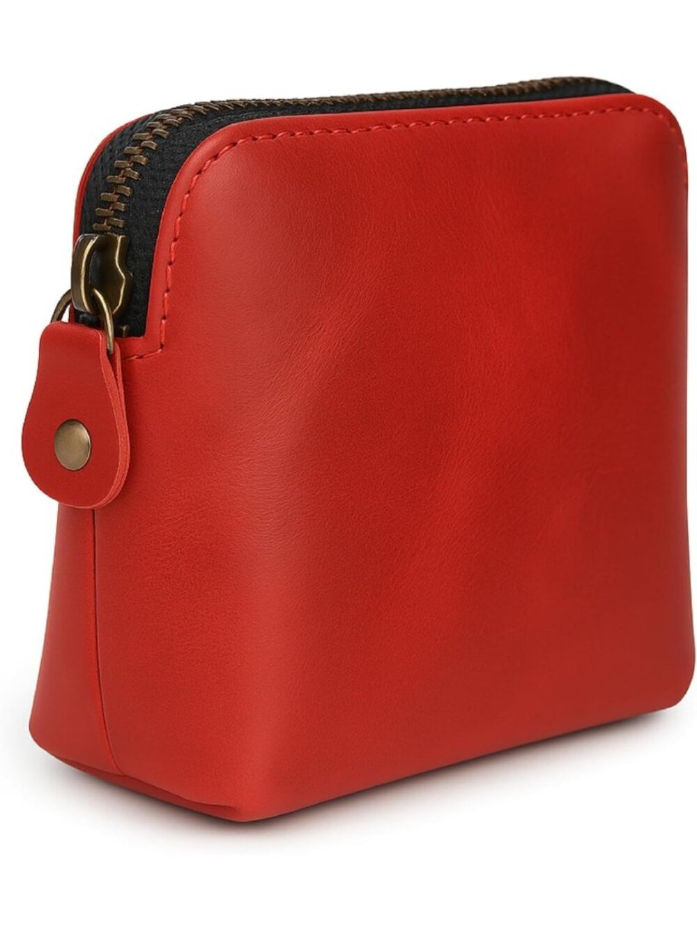 Full Grain Leather Makeup Pouch - Small Travel Cosmetic Bag & Organizer for
